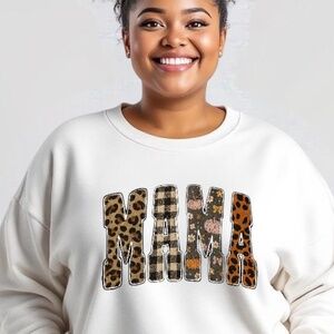 MAMA Patch Sweatshirt New White 2XL-3XL Custom made. Great for moms, grandma's